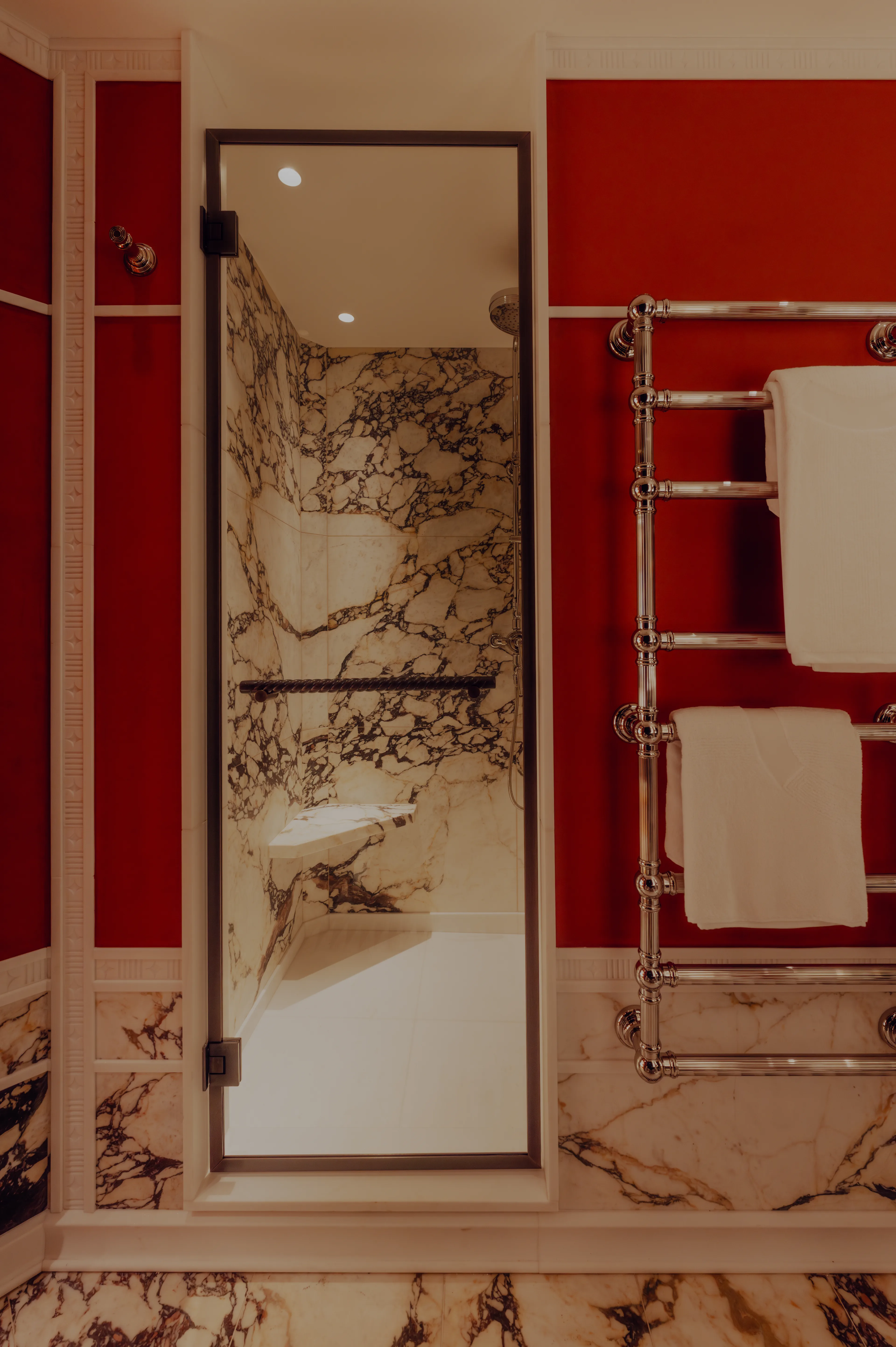 Luxury marble bathroom with shower