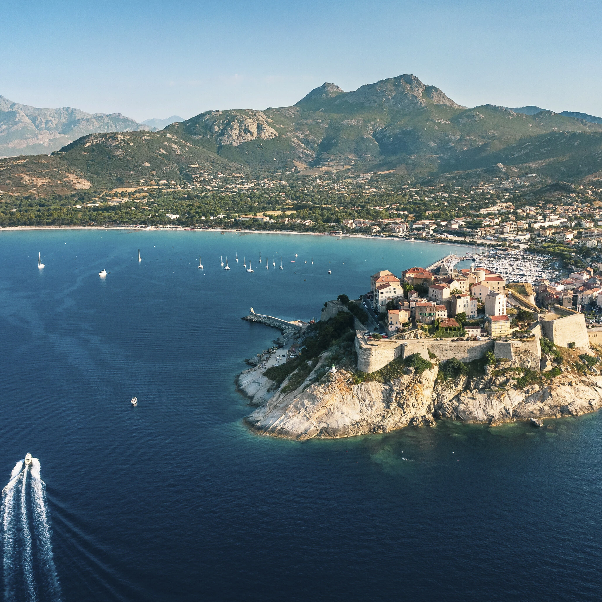 Aerial view of Calvi shore